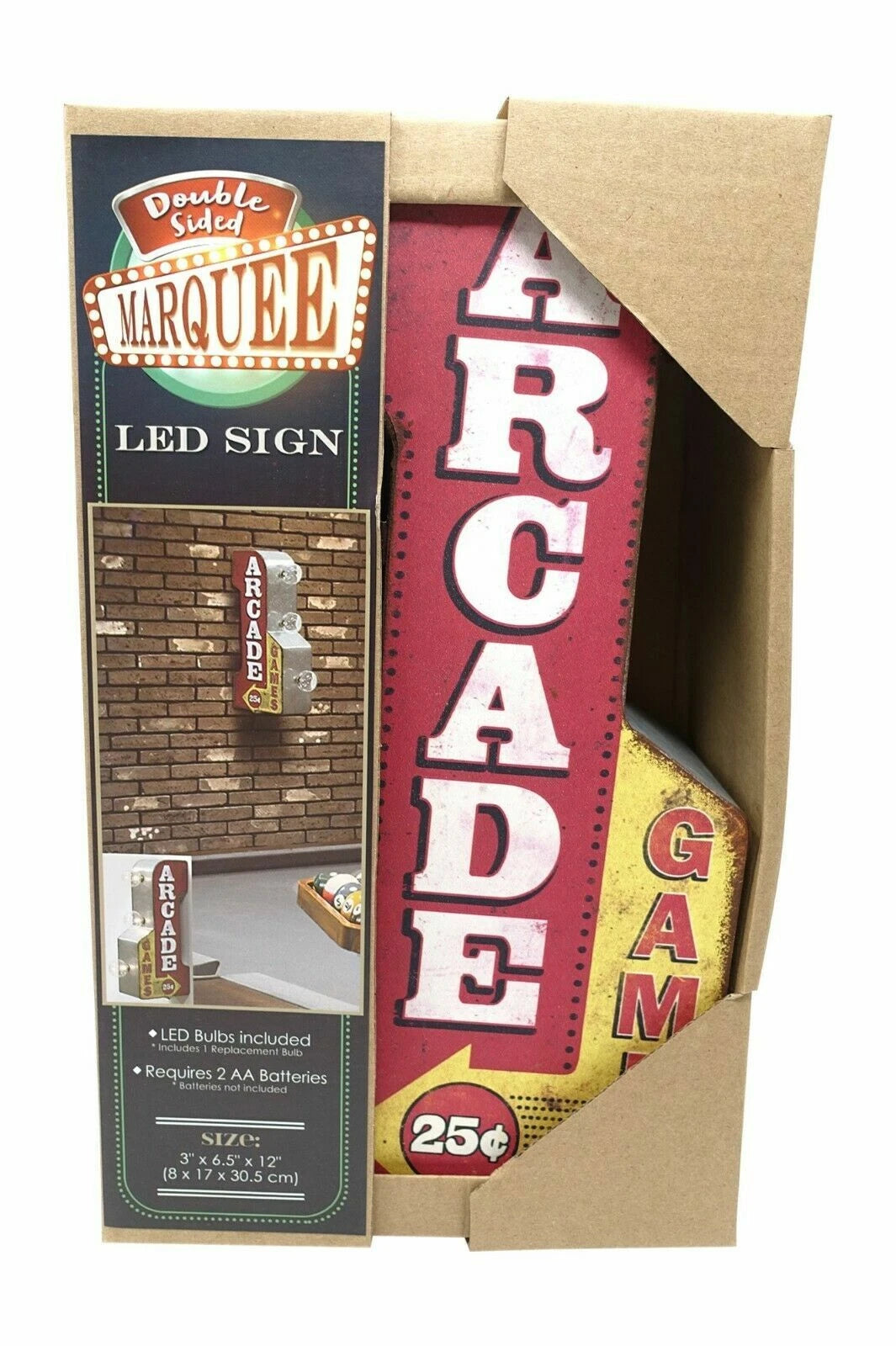Double Sided LED Sign for Arcade Games (Game Room Decor)