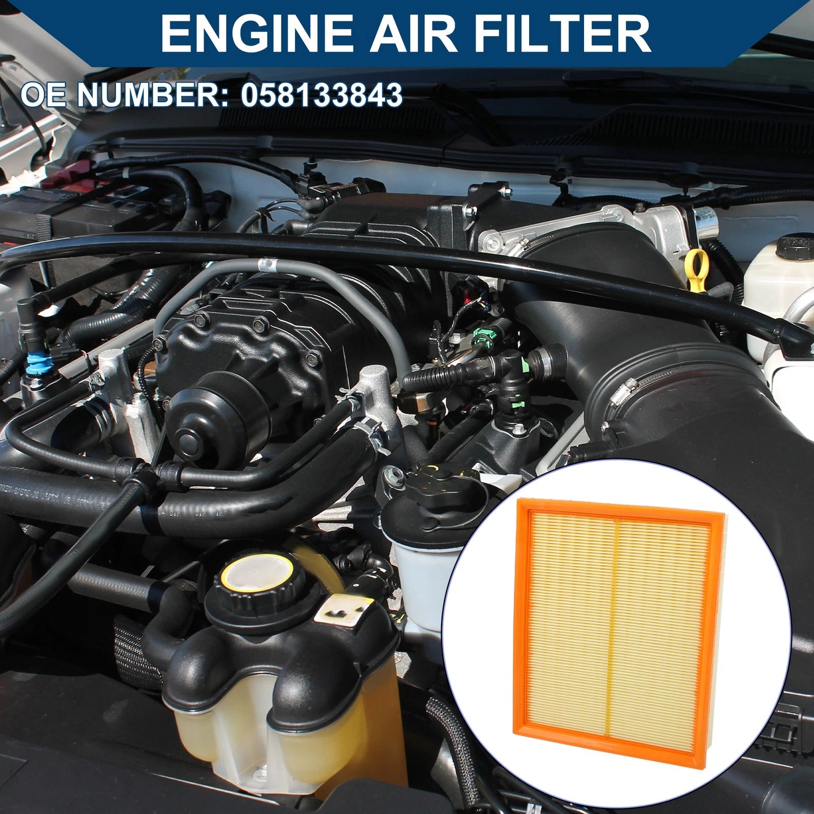 Engine Air Filter No. 058133843 for Audi A4 1.8L 2.8L (1996–2001)