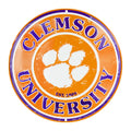 Clemson Tigers Embossed Metal Circle Sign 12"