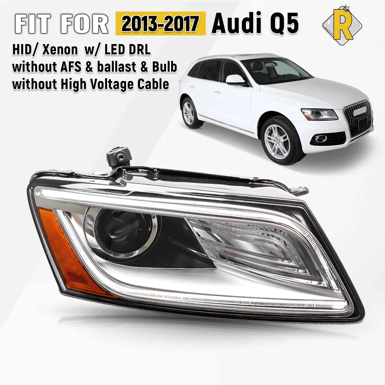 HID/Xenon Headlight with LED DRL for Audi Q5 SQ5 (2013–2017) Right