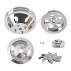 2 Groove Long Water Pump Crank Pulley Kit for Small Block Chevy SBC (283-400)
