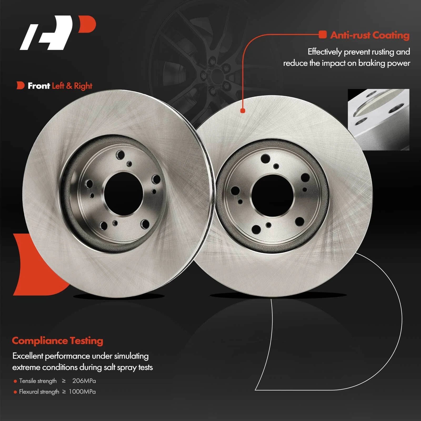 Front Disc Brake Rotors & Ceramic Pads for Honda Accord (2013–2022)