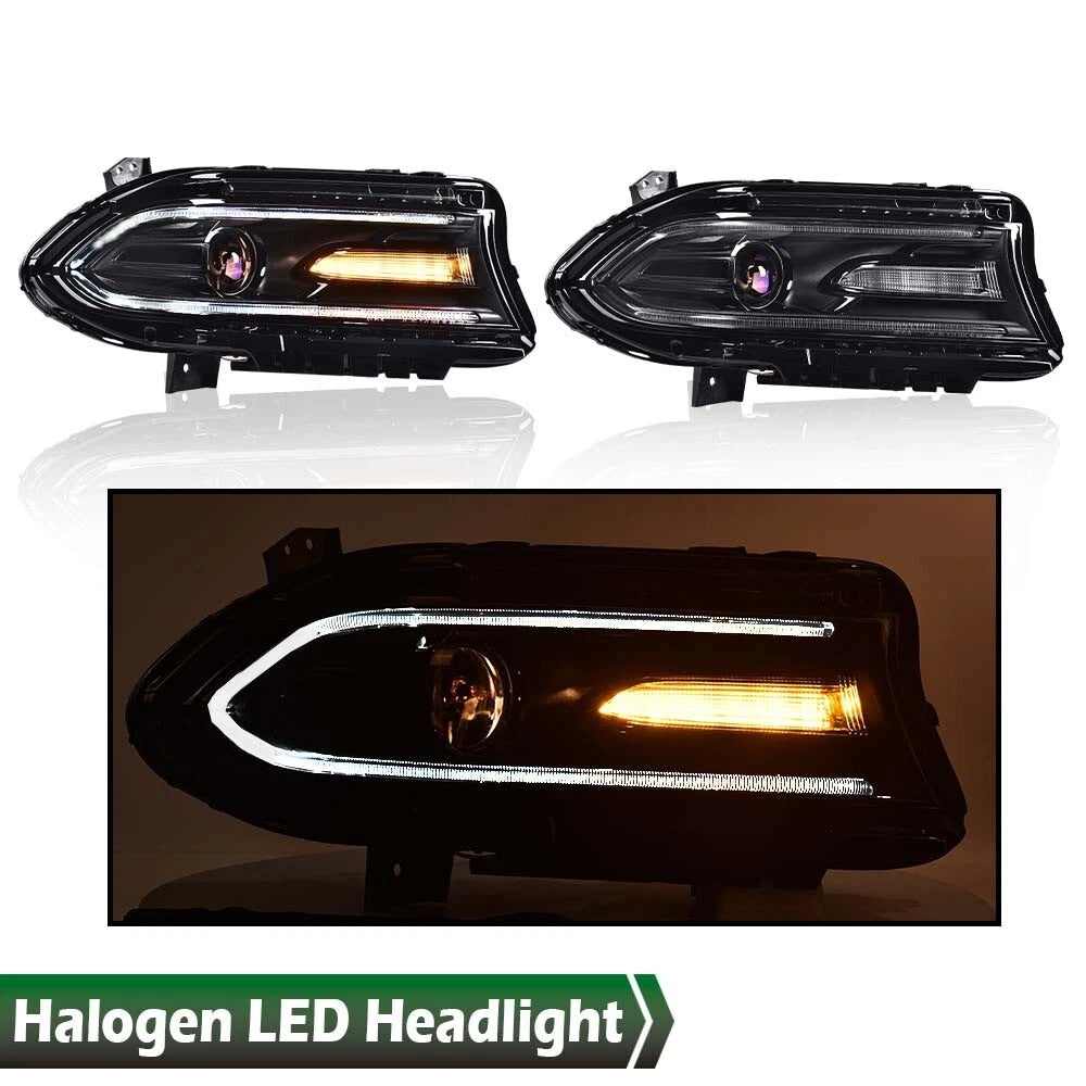 Passenger Side Halogen Projector Headlight with LED DRL for Dodge Charger (2015–2023)