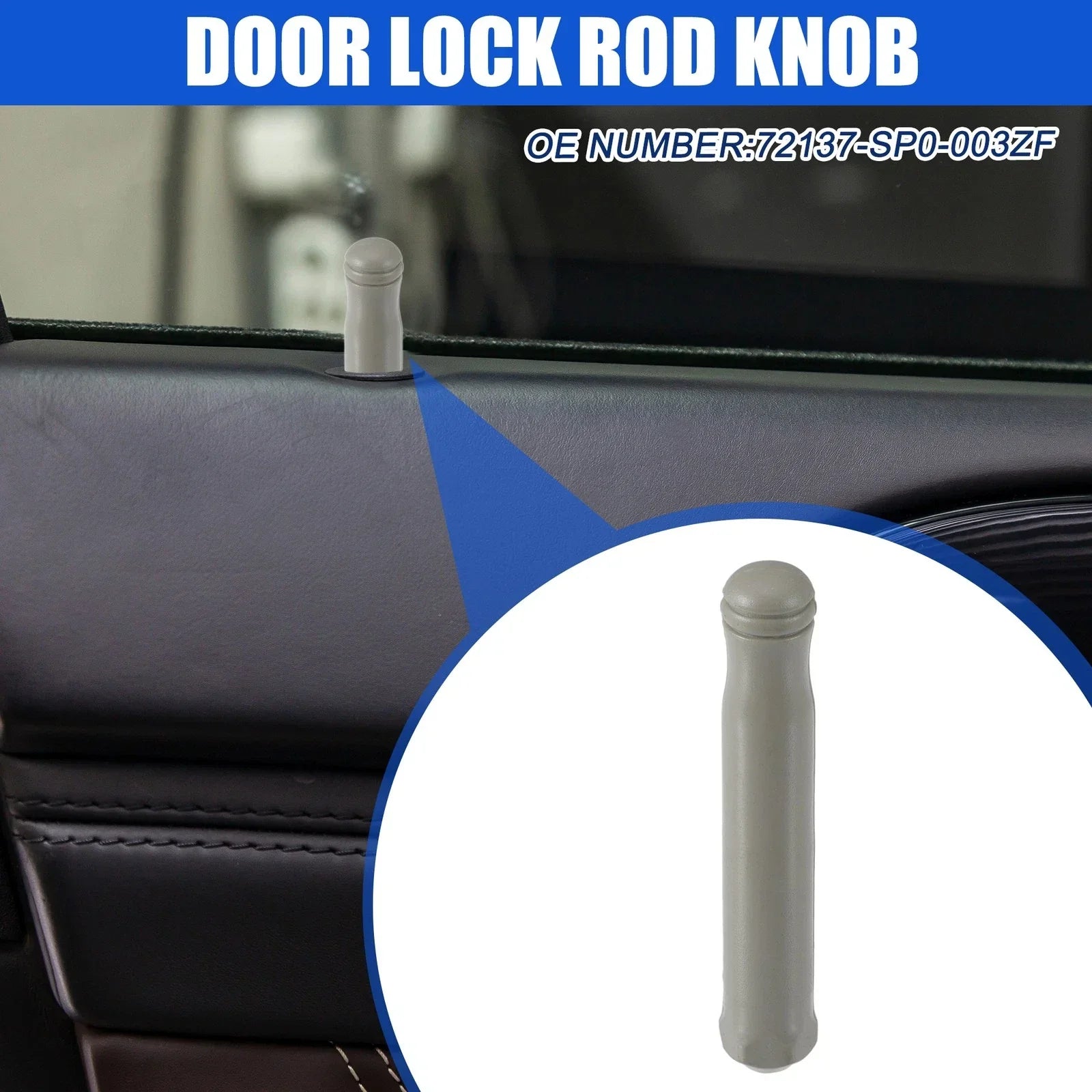 2 x Car Door Lock Rod Knobs Gray for Honda Civic (1996-2000)