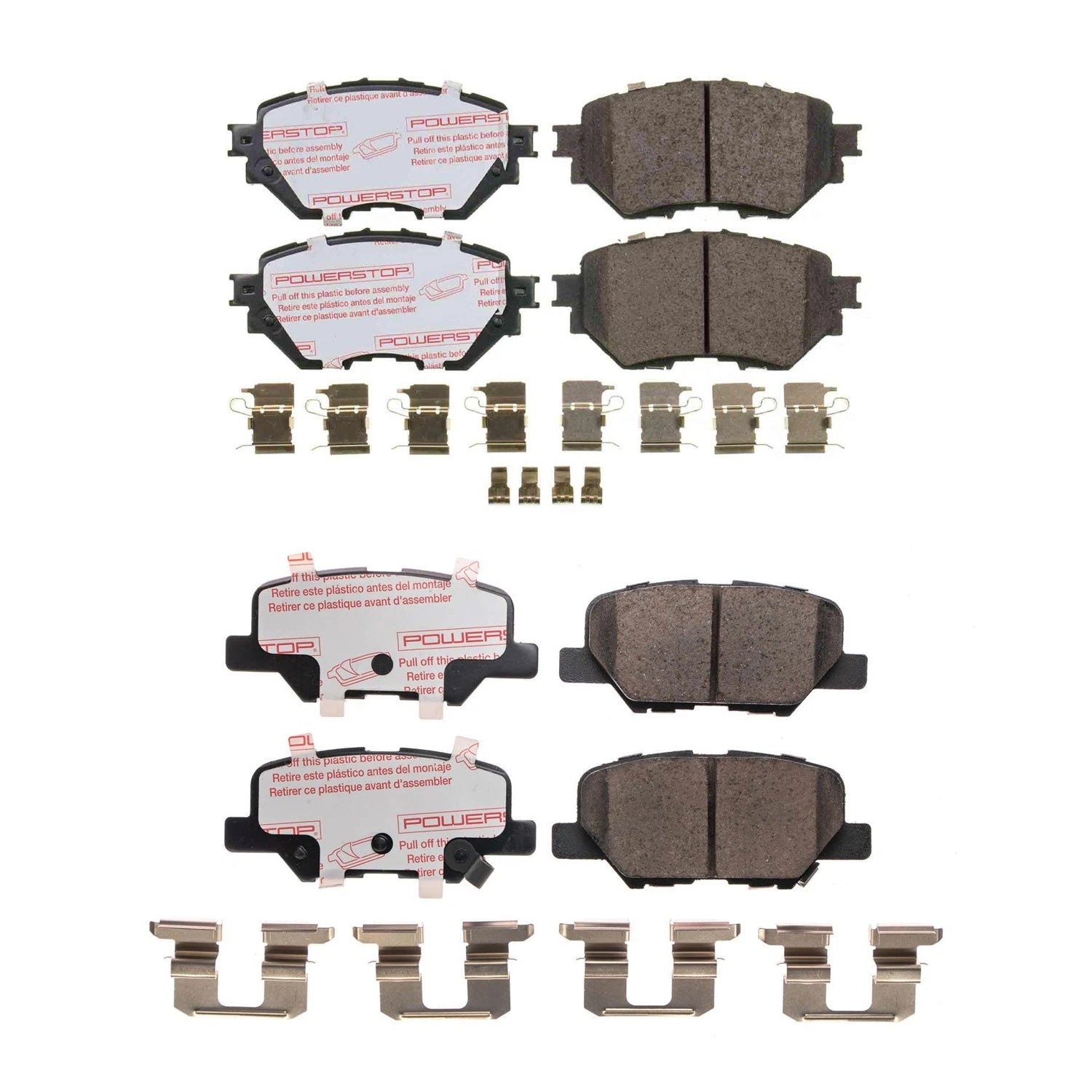 PowerStop 2X Front & Rear Carbon Fiber Disc Brake Pads Kit for 3 FWD (2014–2016)
