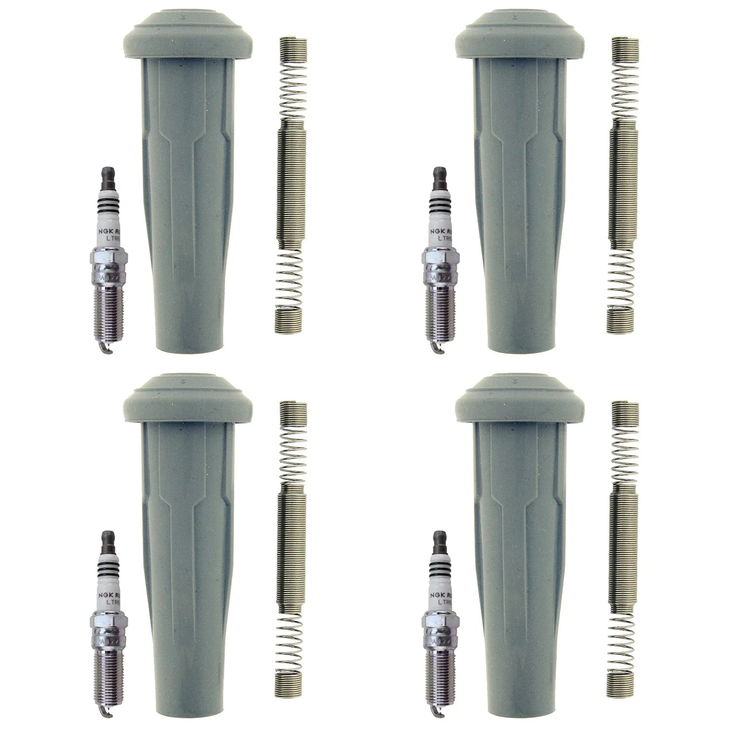 Set of 4 NGK Ruthenium HX Spark Plugs & Coil Boots for C-Max Escape Fusion (2013–2019)