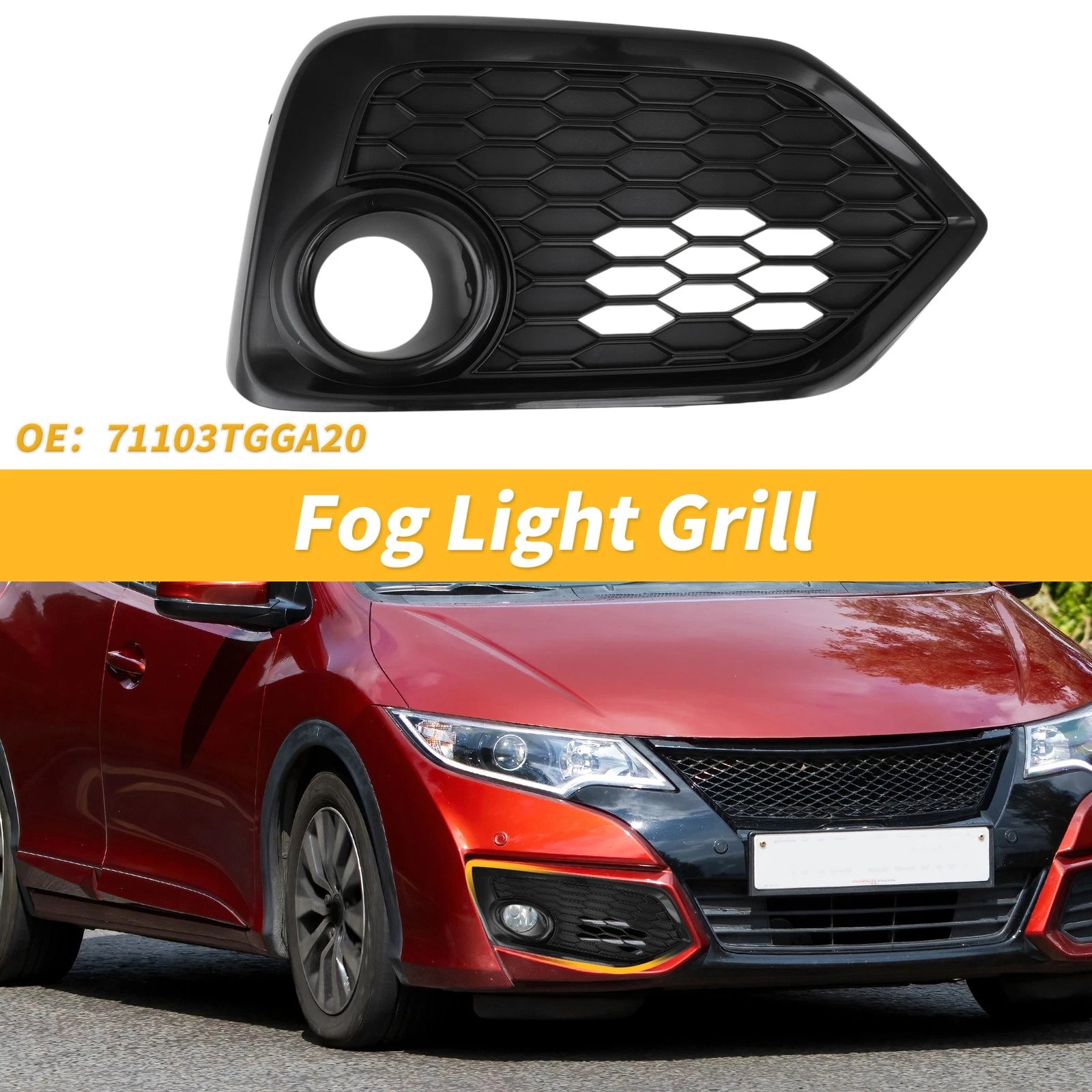 Right Side Fog Light Grill for Honda Civic Hatchback (2017–2019) 71103TGGA20