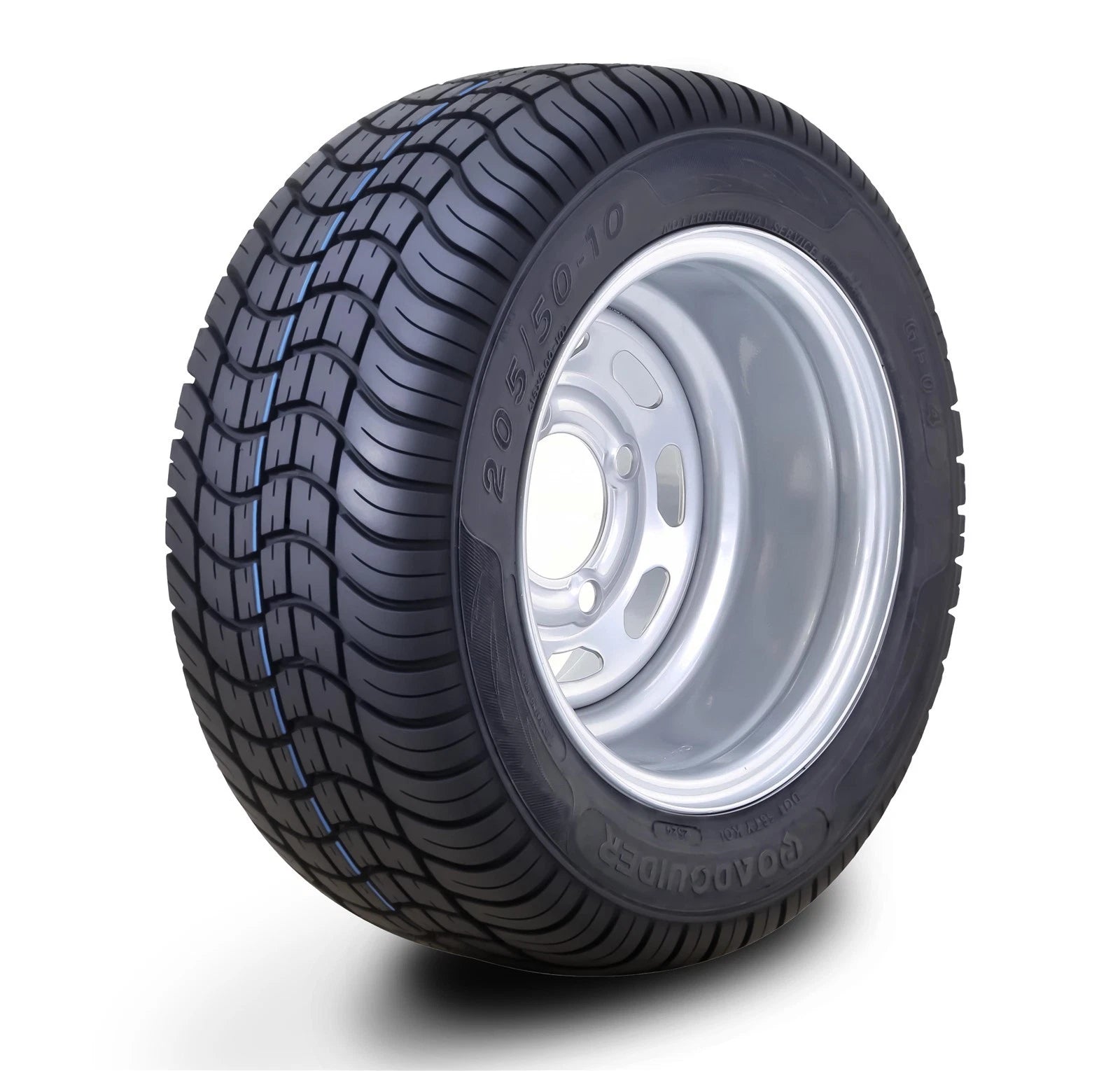 Golf Cart Tire Assembly 205/50-10 with 4x4" PCD ET-15.5 Silver Wheel (14002)
