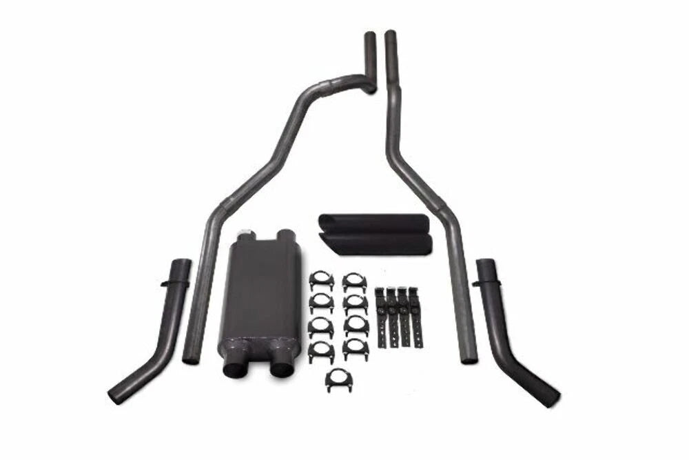 2.5" Dual Exhaust for Chevy GMC 2500 (2000-2006) - Black Tips