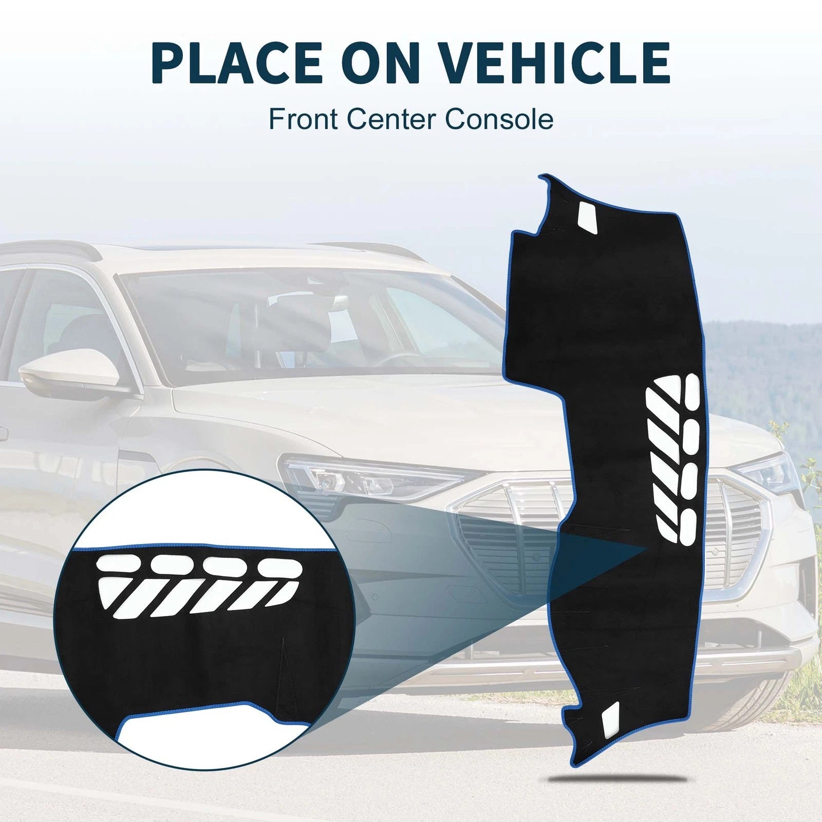 Dashboard Cover Mat for Audi Q2 (2016–2021) Sun Protector Pad Black Blue
