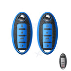 Blue TPU Leather Full Seal Keyless Remote Cover Protector for Nissan (2005–2007)