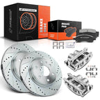 Set of 8 Front Drilled Brake Rotors and Pads for Chevrolet Traverse (2009–2023)