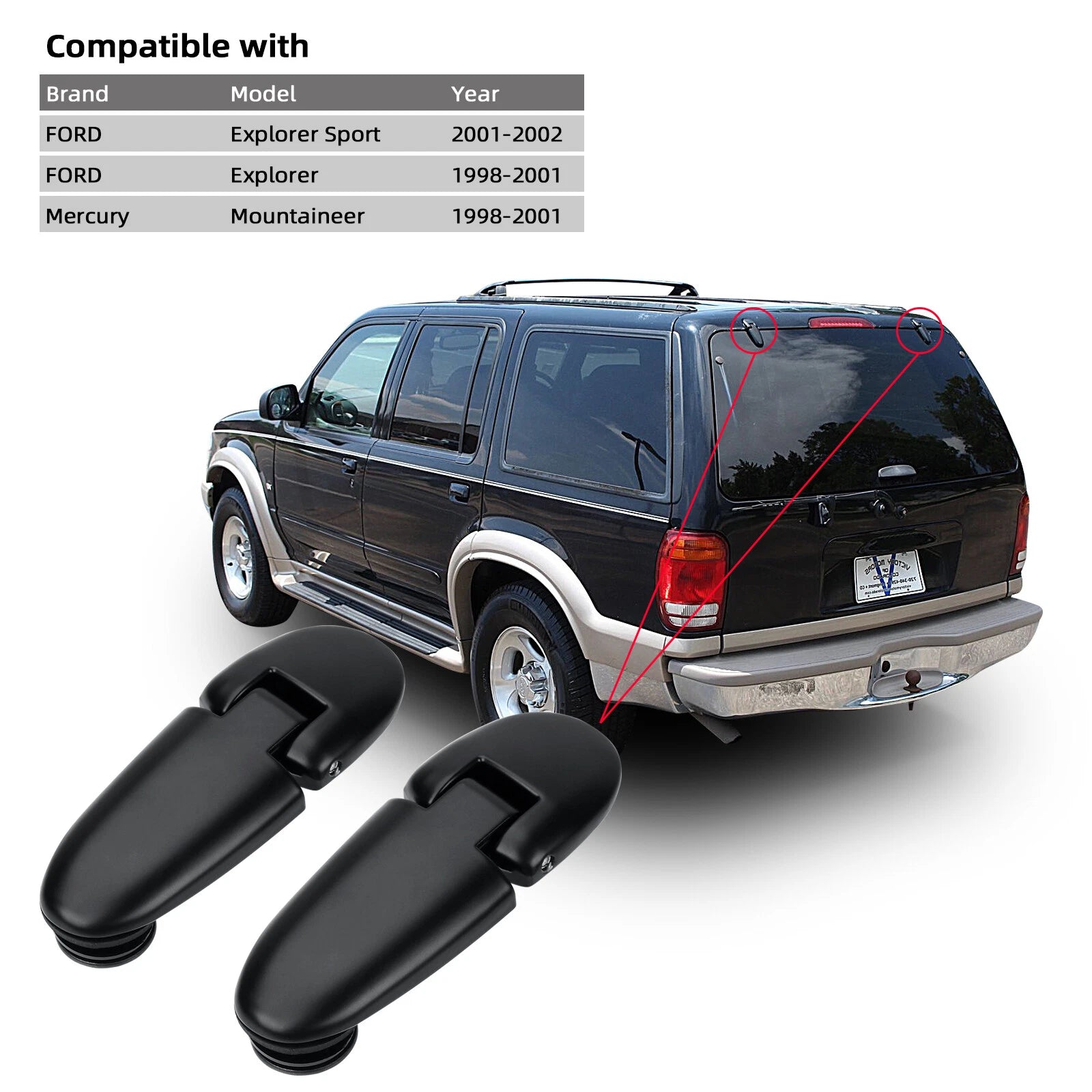 Set of 2 Tailgate Liftgate Glass Hinges for Ford Explorer Mercury (1998–2001) 926-132