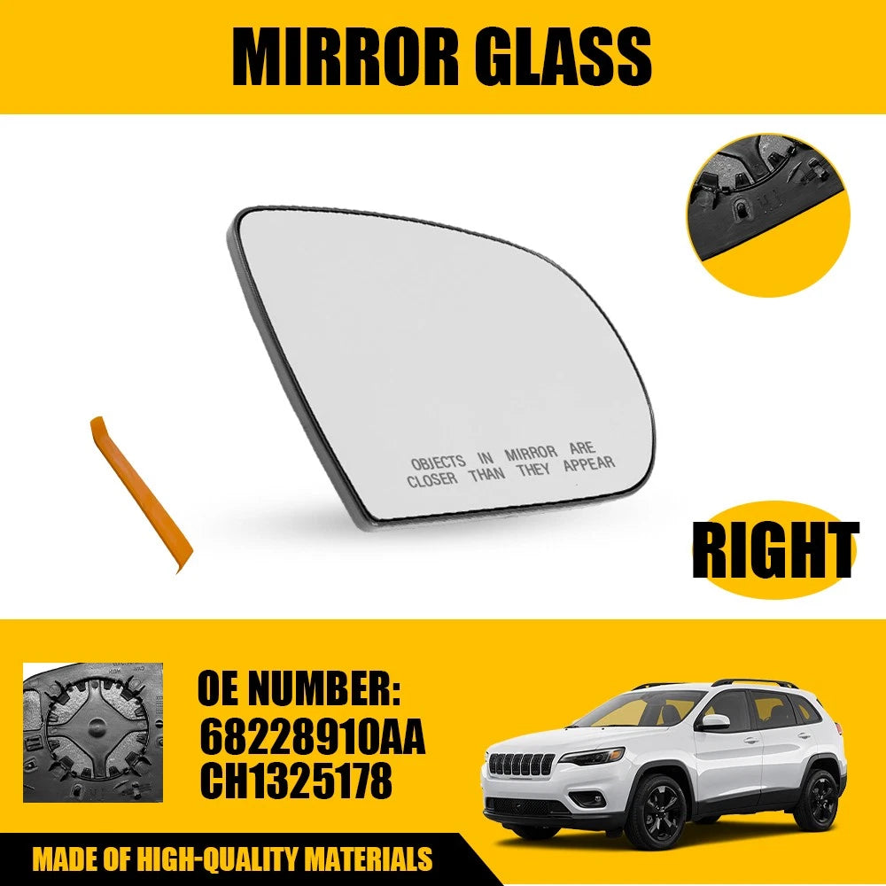 Passenger Right Side Mirror Glass for Jeep Cherokee (2014–2023) 68228910AA