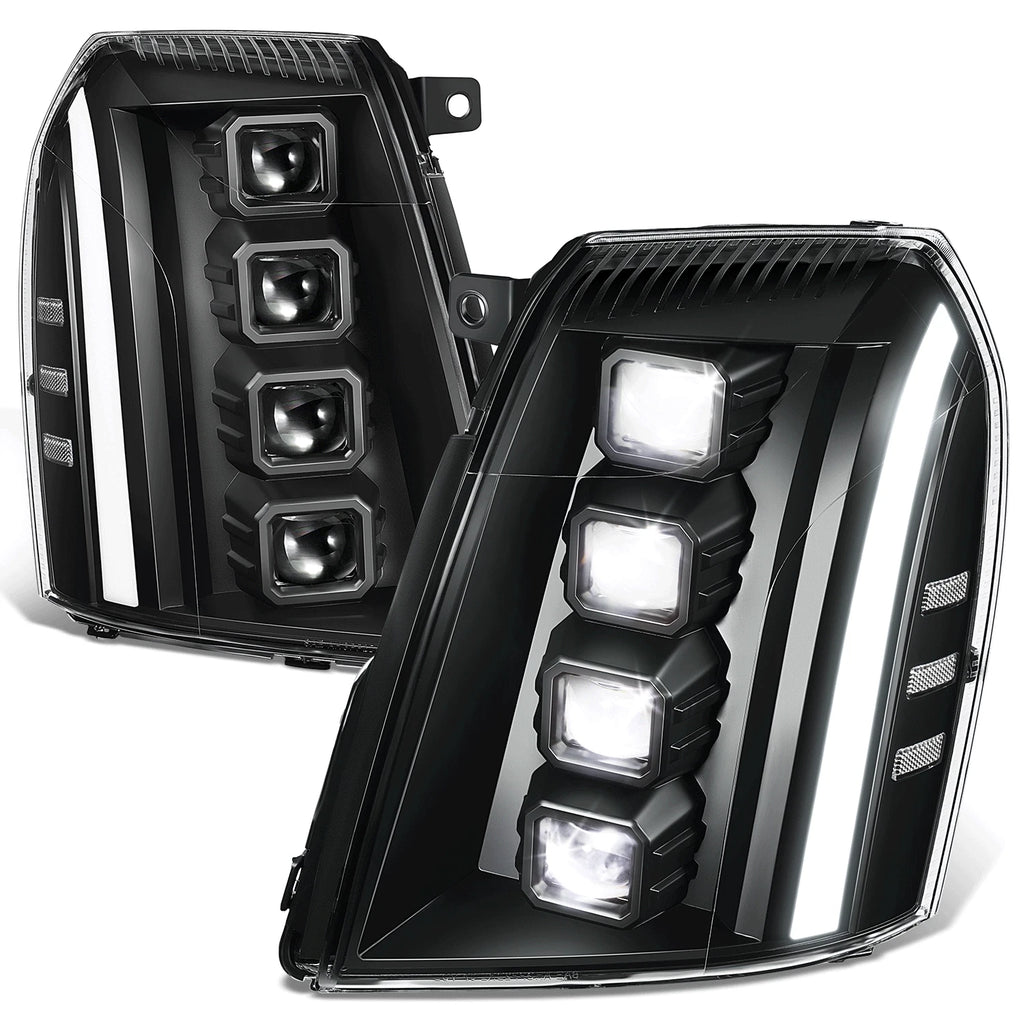 LED Switchback Quad Projector Headlights for Cadillac Escalade ESV EXT (2007–2014)