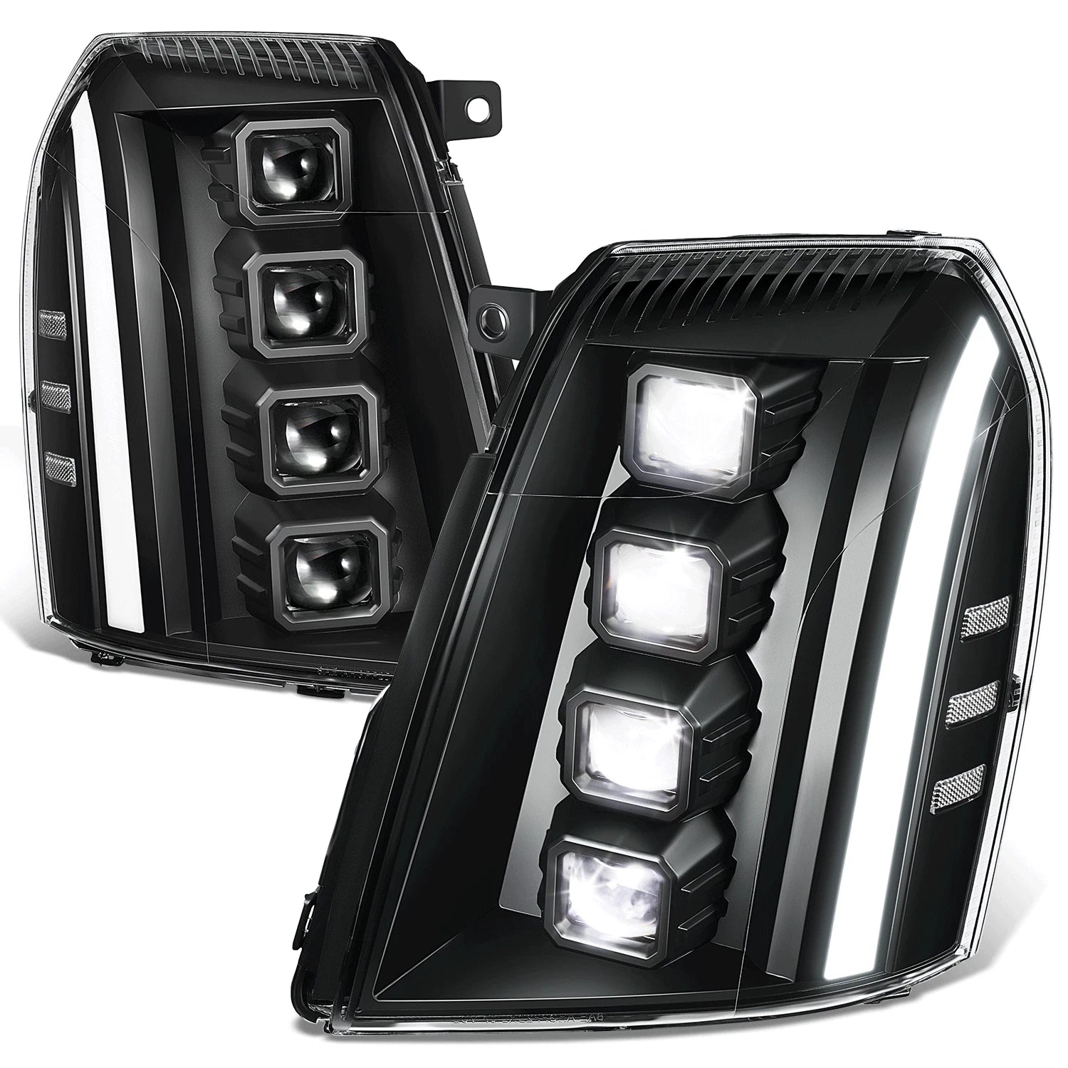LED Switchback Quad Projector Headlights for Cadillac Escalade ESV EXT (2007–2014)