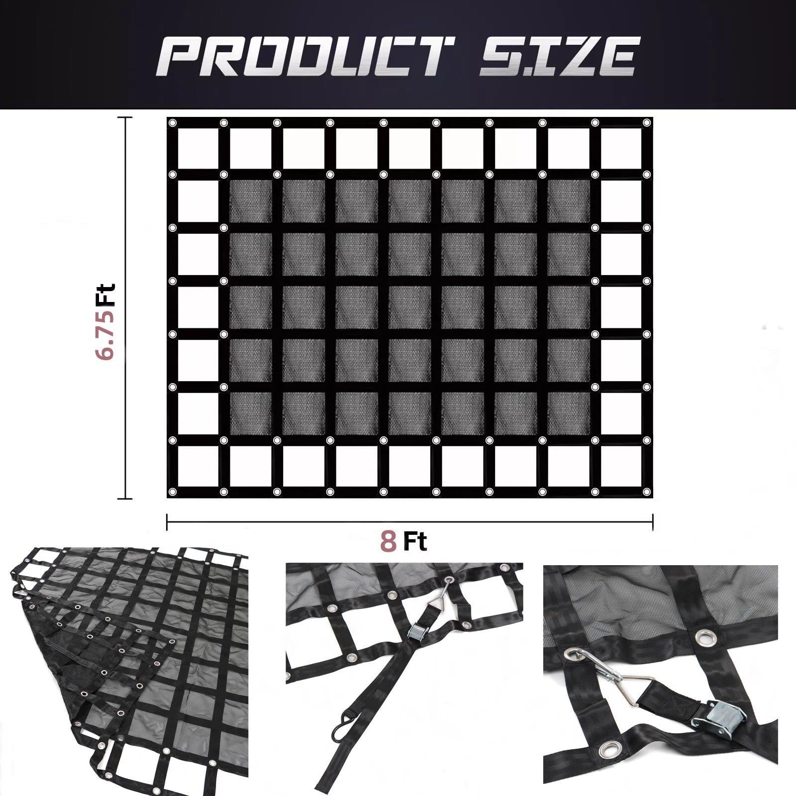 Heavy Duty Cargo Net for Pickup Trucks (6.75' x 8')
