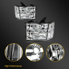 Set of 2 Chrome Headlight Assemblies for GMC Sierra 1500 2500HD 3500HD