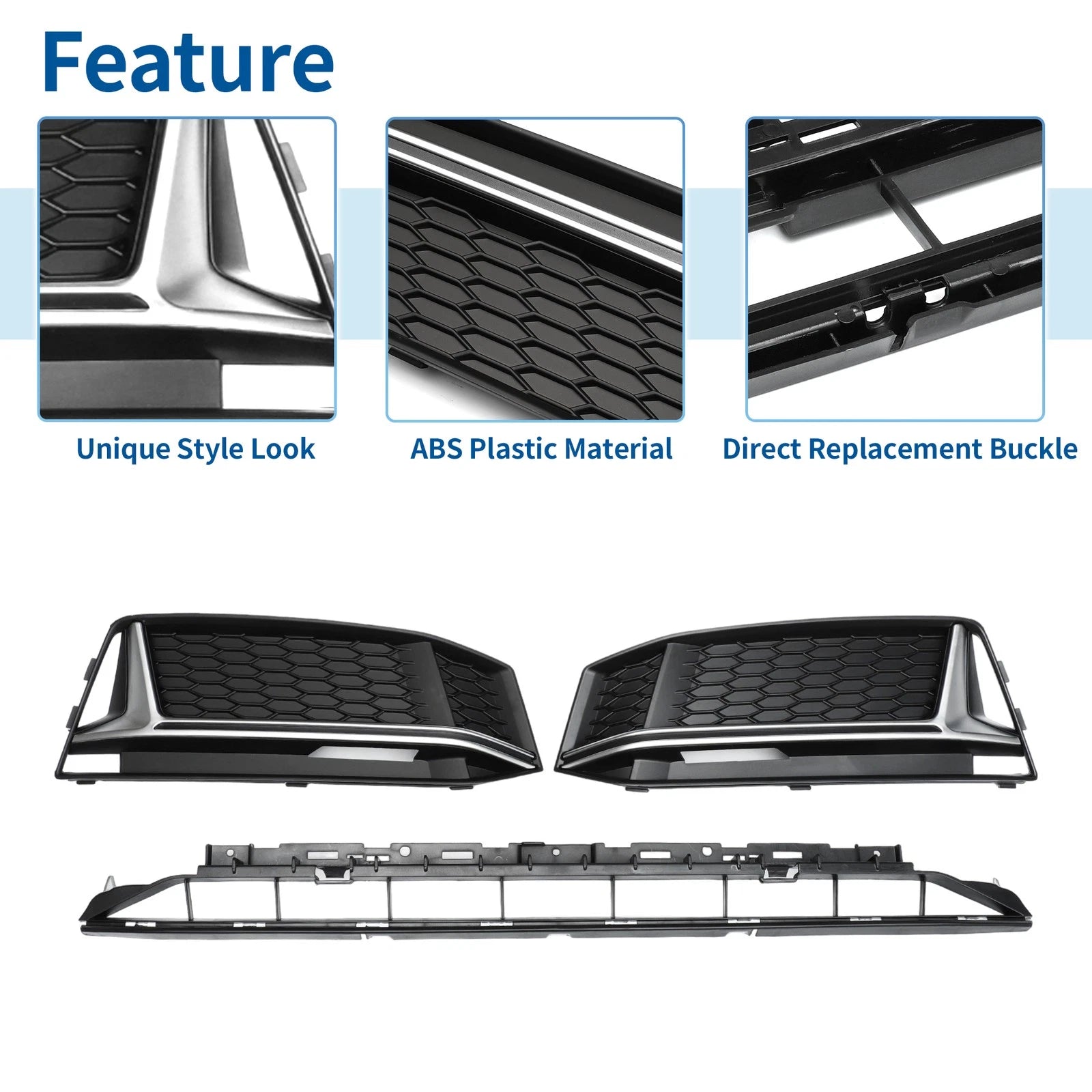 Front Lower Bumper Grille for Audi A4 B9 (2016–2023) Black S-Line