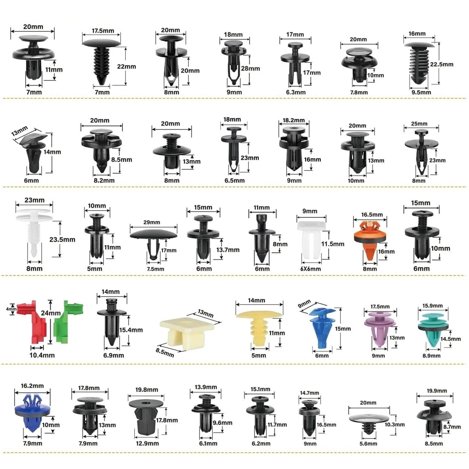 Set of 10 Clips Car Retainer Fasteners for (1295)