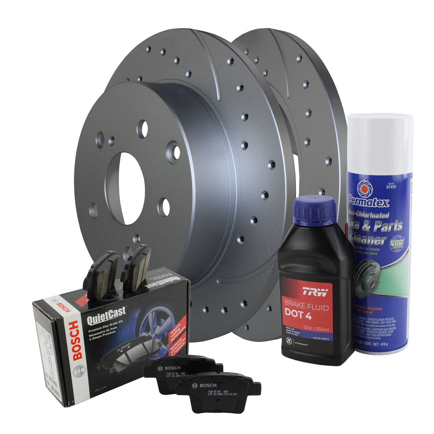 Rear Brake Kit with 281mm Drilled Rotors & Bosch Pads for HS250h RAV4 (2010–2012)