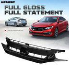 Front Hood Mesh Grille for Honda Civic Sedan Coupe (2019–2021) Glossy Black