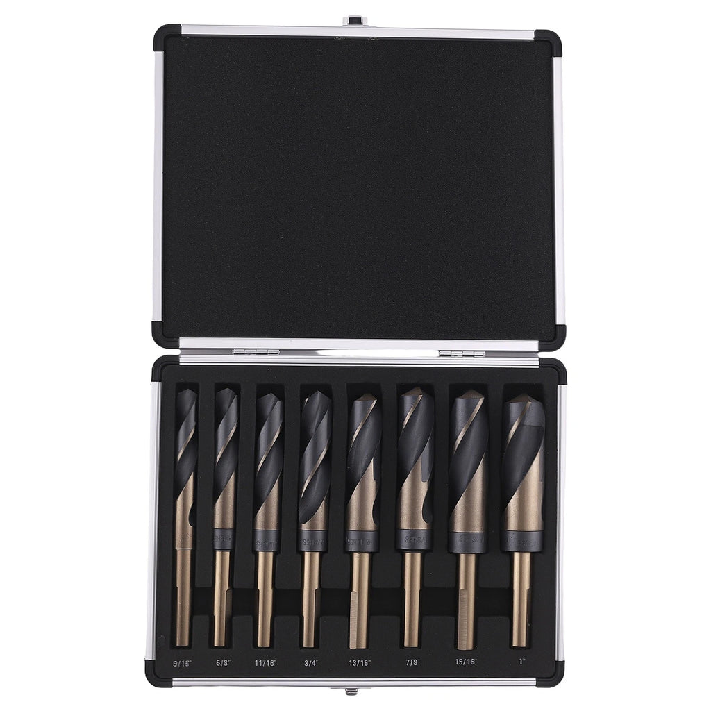 8PC Wood Drilling Bit Kit HSS 9/16-1" Split Point with Case