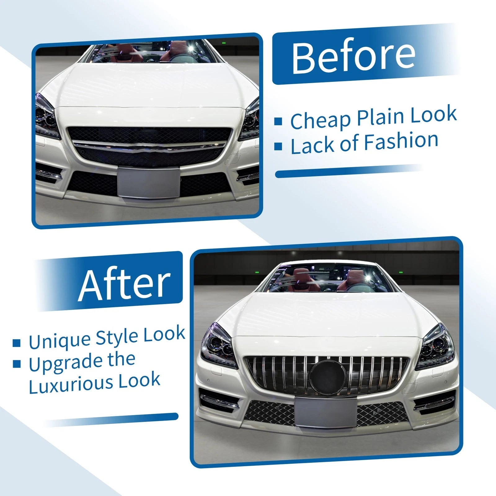 Front Upper Bumper Grille for Mercedes-Benz SLK200 (2000–2004) Chrome