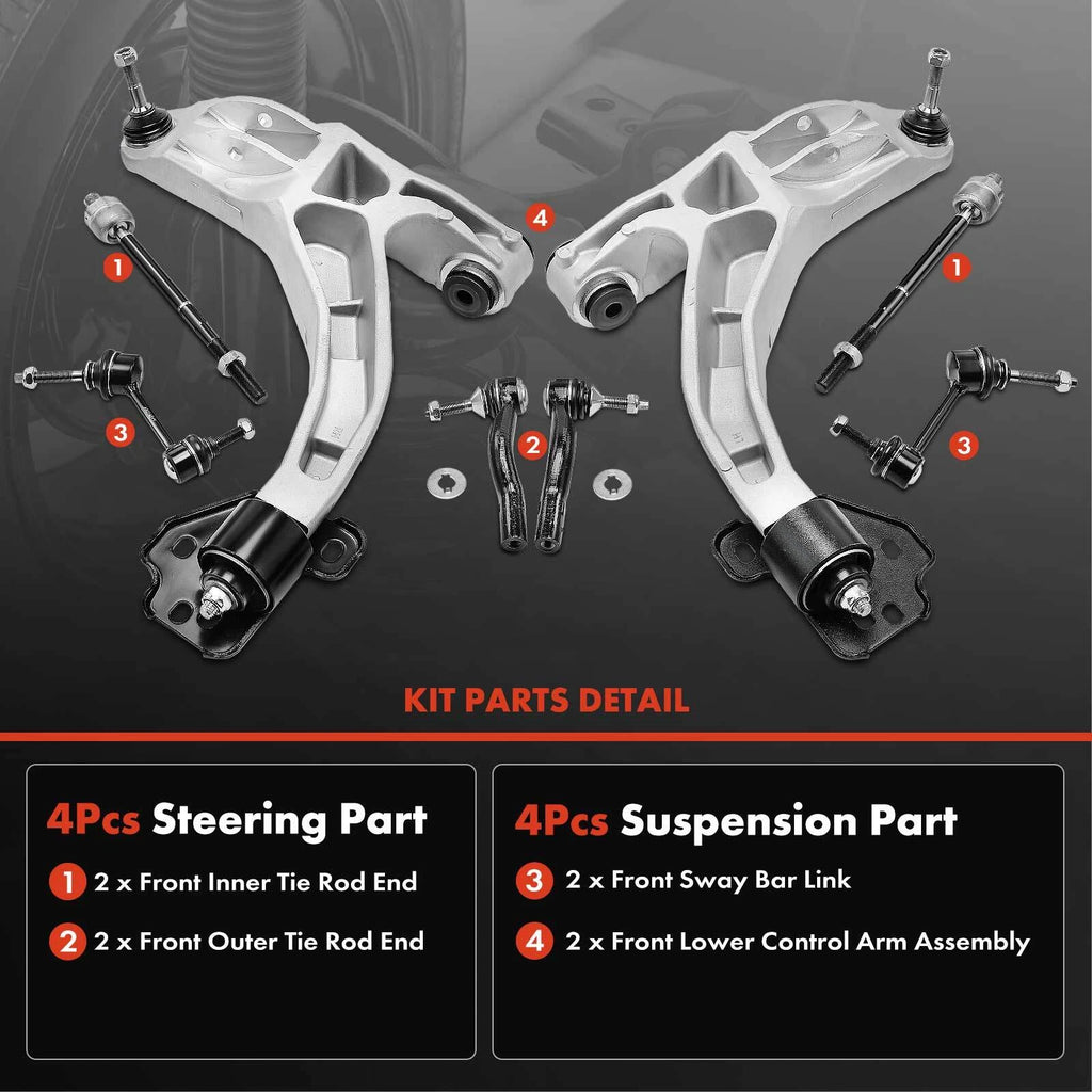 Set of 8 Front Control Arms with Ball Joints for Lincoln Ford