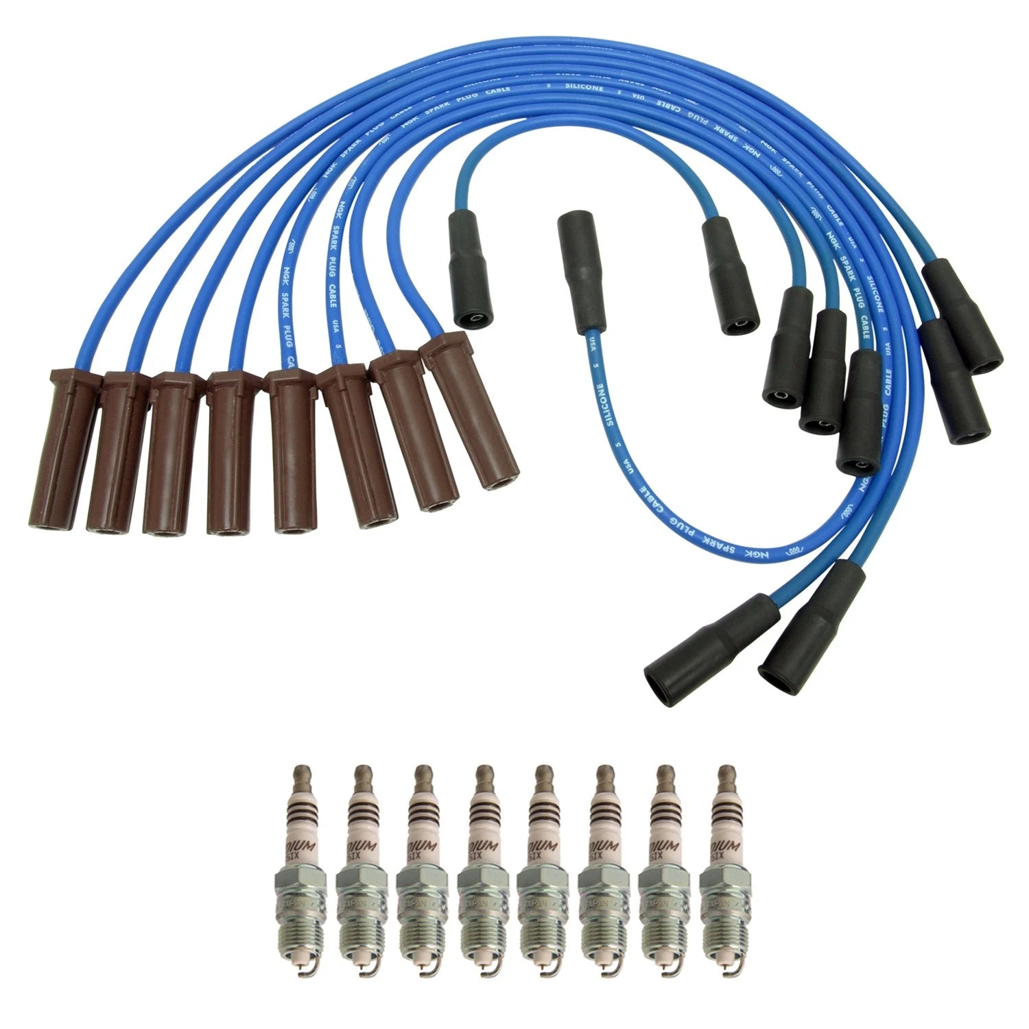 NGK Wire Set & 8 Iridium IX Spark Plugs for Chevrolet P30 GMC P3500 (1975–1999)
