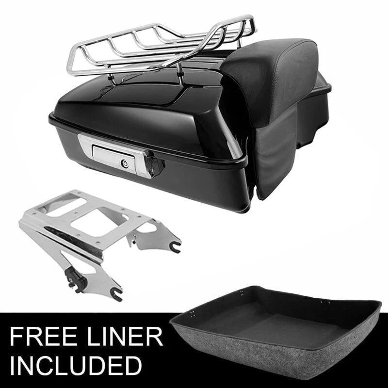 Chopped Trunk Backrest with Chrome Mount Rack for Harley Road Glide (2009–2013)