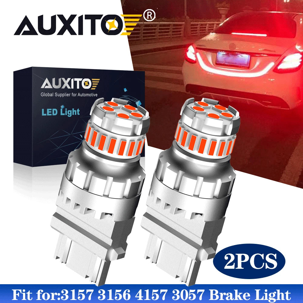 2X 3157 3057 4157 LED Strobe Flash Stop Brake Light Bulbs for AUXITO