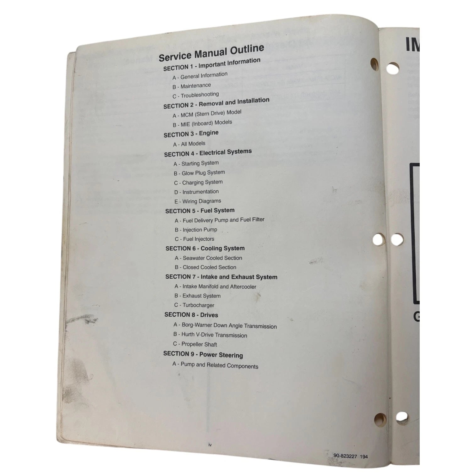 MerCruiser Service Manual #19 for V-8 Diesel Marine Engine (1994)