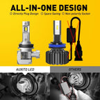 2X H11 H8 LED Headlight Bulbs for Low Beam (6000K)