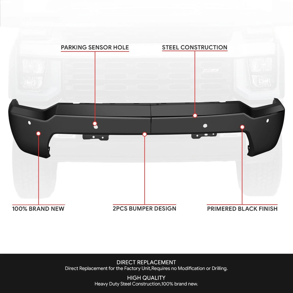 Front Bumper Face Bar for Silverado 2500 3500 HD (2020–2023) w/ Sensor Holes