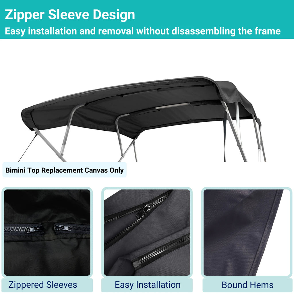 4 Bow 10 ft Bimini Top Replacement Fabric for Pontoon (1" & 1.25" Tubes)