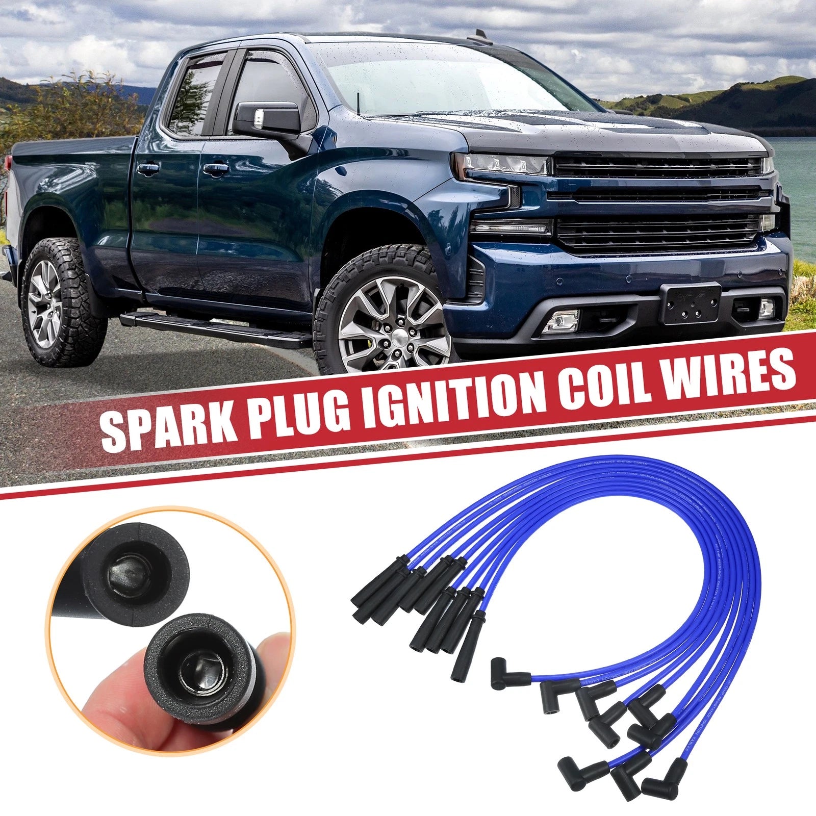 9 Pcs Spark Plug Wire Ignition Coil Cable for Chevrolet SBC BBC 