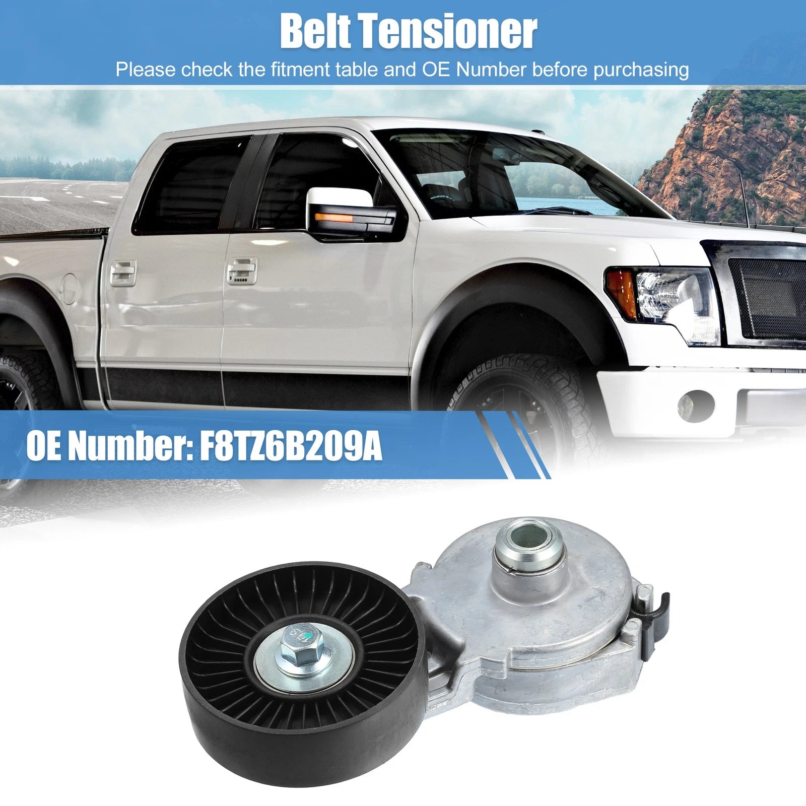 Engine Belt Tensioner Pulley for Ford F-150 F-250 F-350 (1987–1996) No.F8TZ6B209A