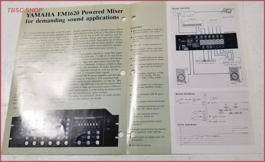 Yamaha EM1620 Powered Mixer Brochure