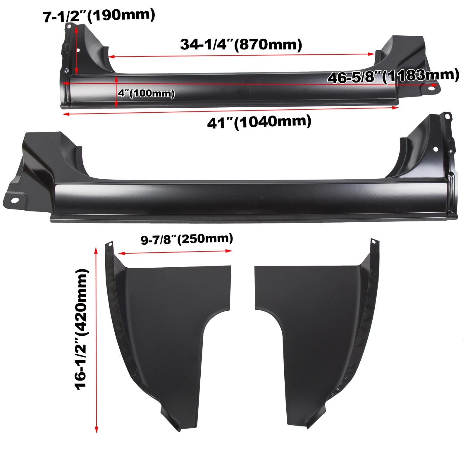 4 PC Cab Corners & Rocker Panels Kit for Chevy GMC C10 K10 (1973–1987)