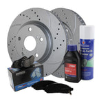Front Brake Kit with 296mm Drilled Rotors & Akebono Pads for ES350, Avalon, Camry (2007–2019)