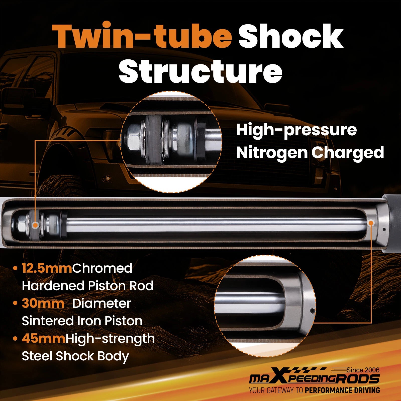 Drop Suspension Shock Absorbers for Ford F150 F100 2WD (1980–1996) 3"/5"