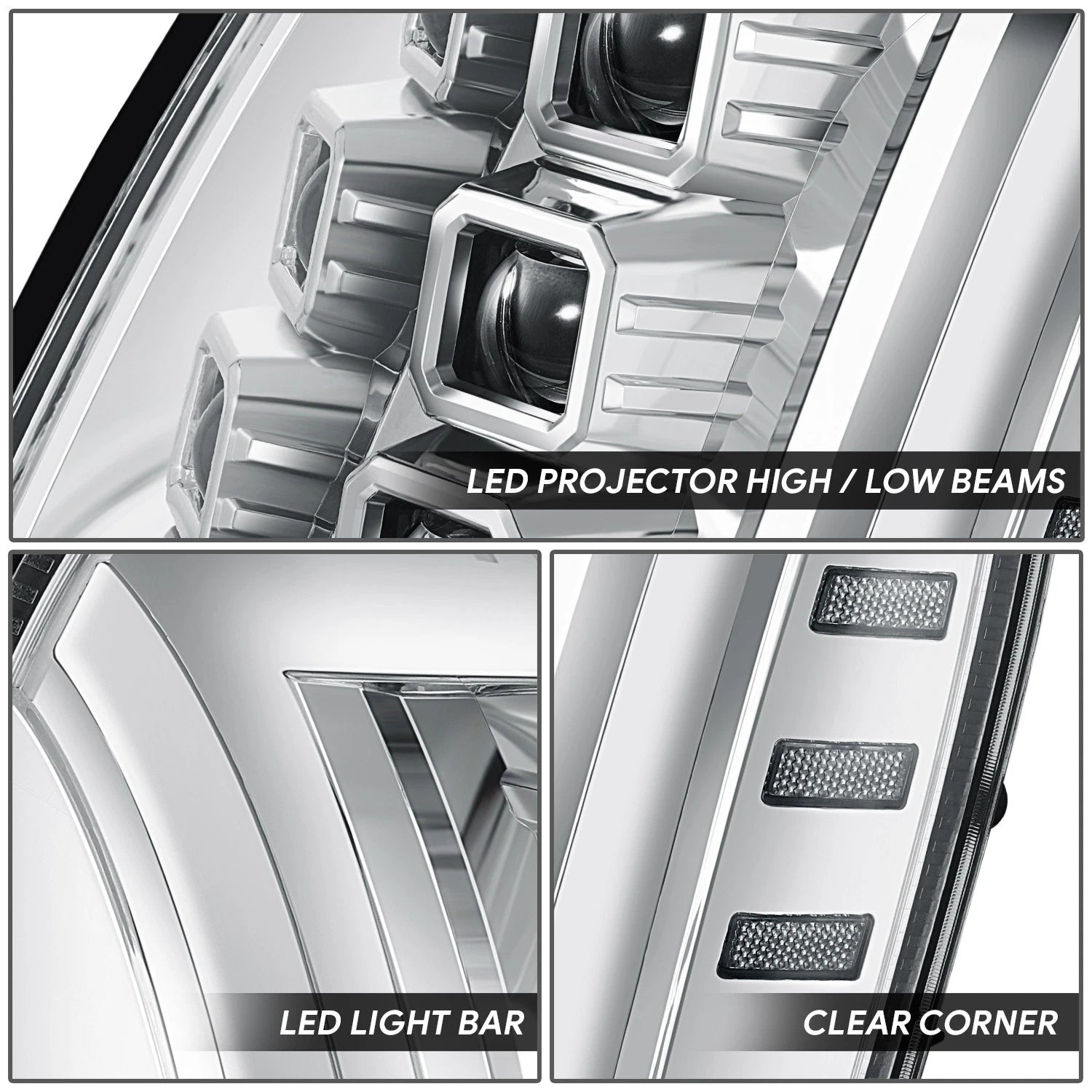 Quad Projector Switchback LED Headlights for Cadillac Escalade ESV EXT (2007–2014)