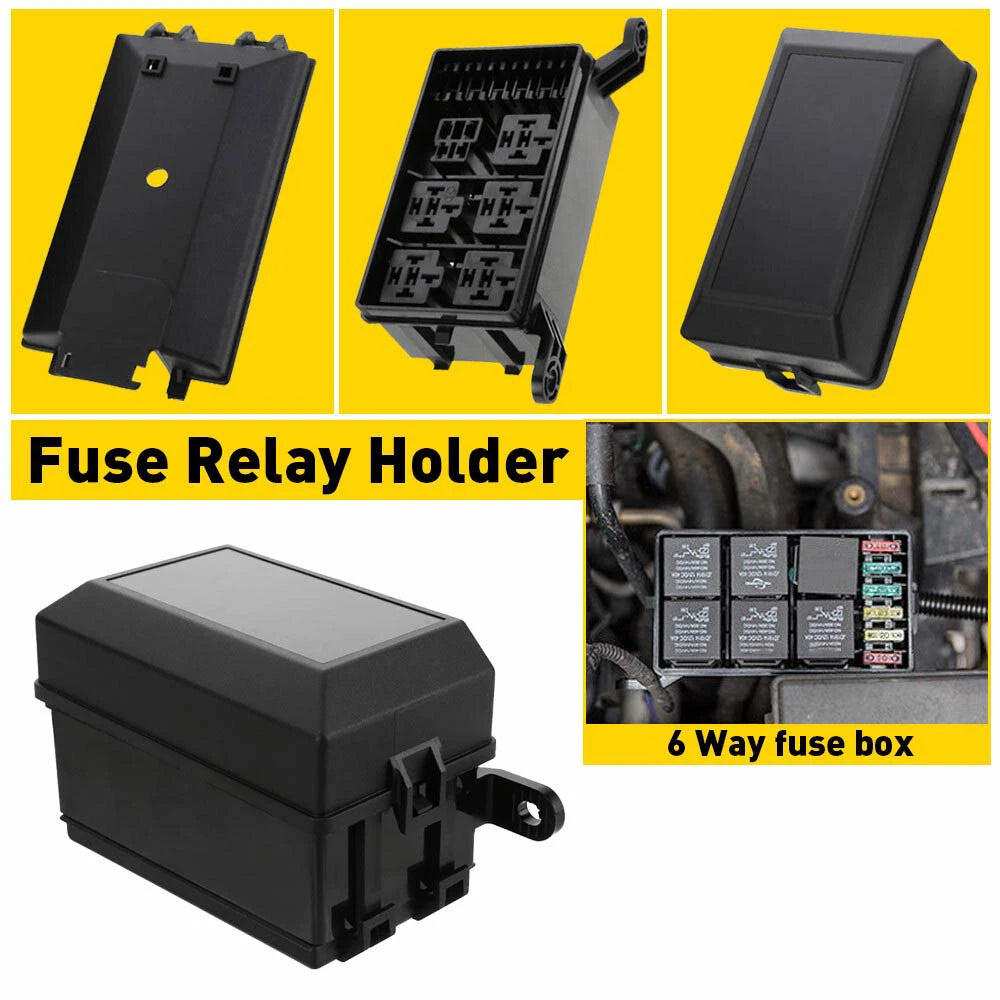 Fuse Box Block Holder for Auto Car Truck (6 Relay & 6 Fuse Slots)
