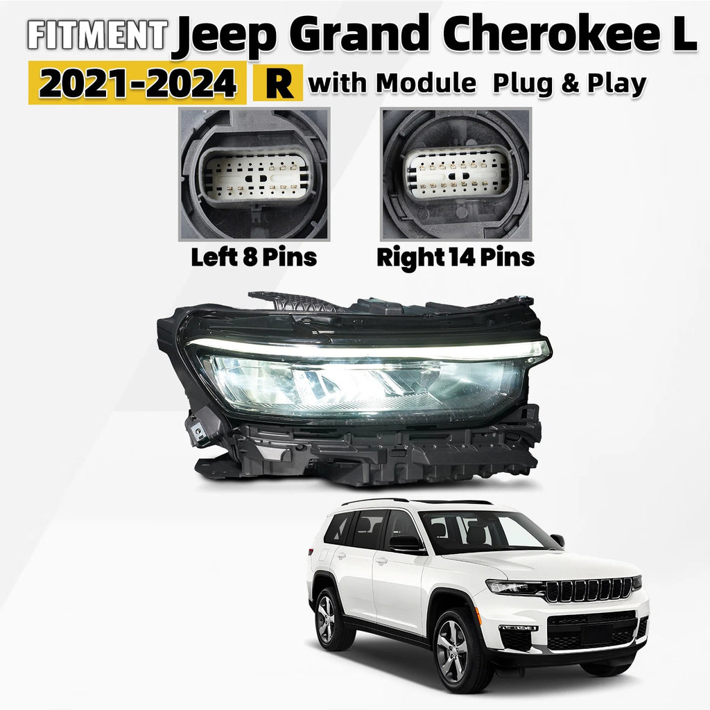 Full LED Headlight Right Side for Jeep Grand Cherokee L (2021–2024)