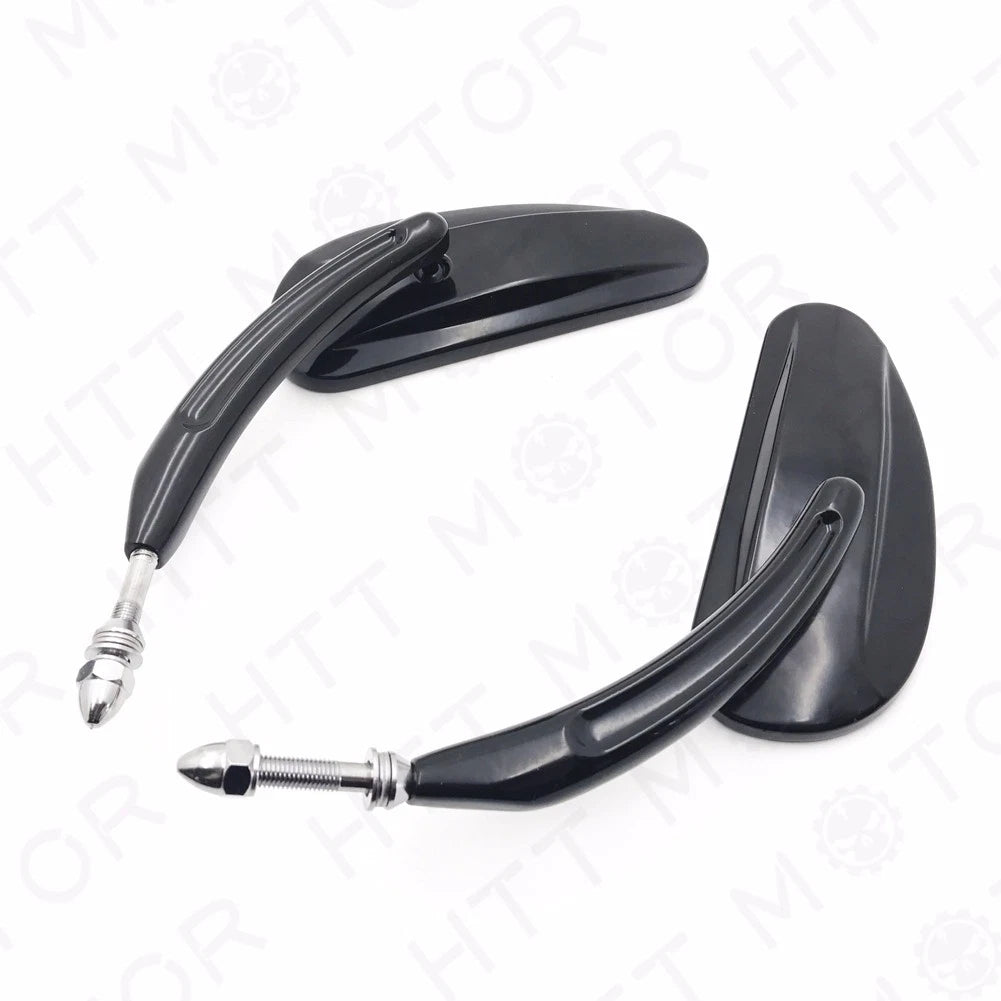 Pair of Black Teardrop Racing Mirrors for Harley Street Bob Fat Bob (1982–2017)