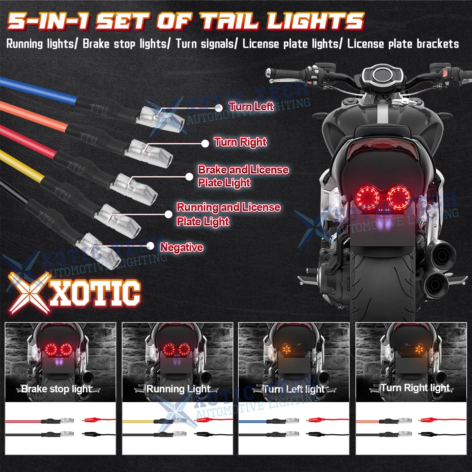 Universal LED Integrated Tail Light for Car (Running, Brake, Turn, Plate)