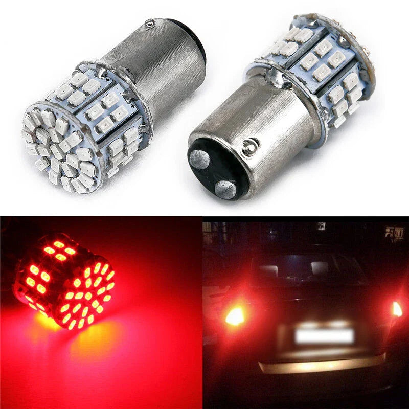 2Pcs/Set 12V Brake Lamp 1157 BAY 15D Tail Light 50-SMD LED Red Stop Bulb