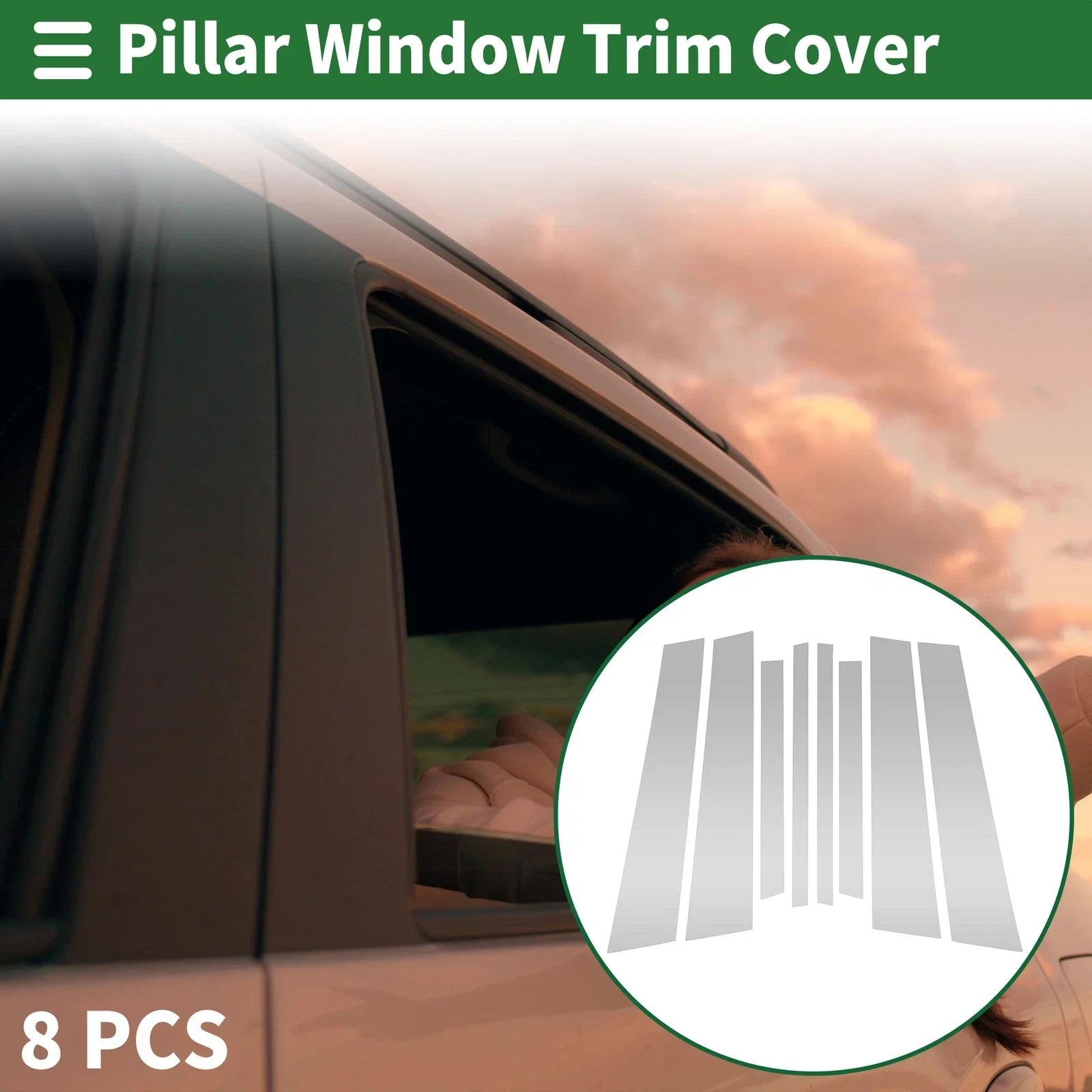 8 Pcs Door Pillar Window Trim for BMW X3 Silver Tone (2011-2017)