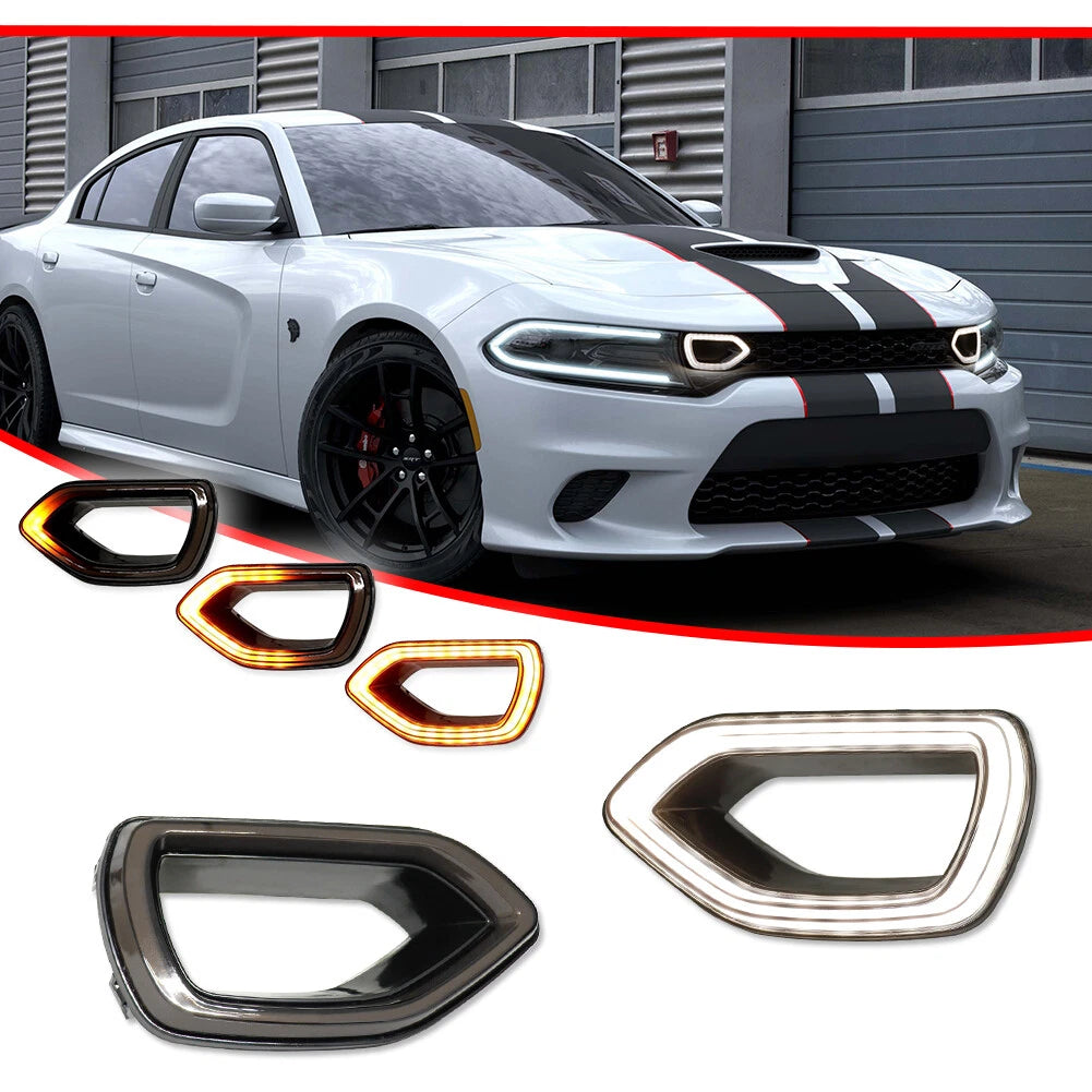 Smoke Switchback LED DRL Grille Lights for Dodge Charger SRT (2015–2023)